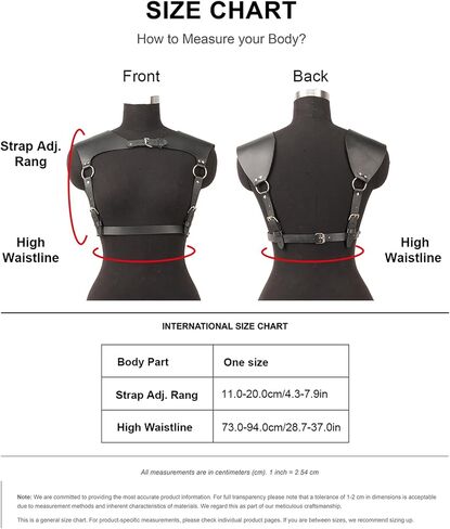 Adjustable Faux Leather Shoulder Harness for Women, Gothic Chest Strap with Alloy Rings, Punk Shoulder Belt for Festival, Rave, Cosplay, Clubwear & Alternative Outfits(Fit Waist 28.7-37in) in Saudi Arabia
