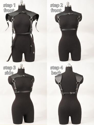 Adjustable Faux Leather Shoulder Harness for Women, Gothic Chest Strap with Alloy Rings, Punk Shoulder Belt for Festival, Rave, Cosplay, Clubwear & Alternative Outfits(Fit Waist 28.7-37in) in Saudi Arabia