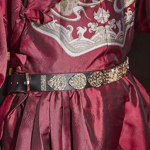 حزام Hanfu بإبزيم مزدوج للرجال والنساء، نمط التنين الصيني العتيق، حزام معدني وحزام من البولي يوريثان، إكسسوارات Hanfu in Kuwait