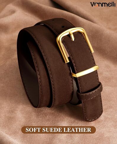 VONMELLI Women Suede Leather Belt for Jeans Dress with Fashion Gold Buckle Ladies Waist Belts in Saudi Arabia