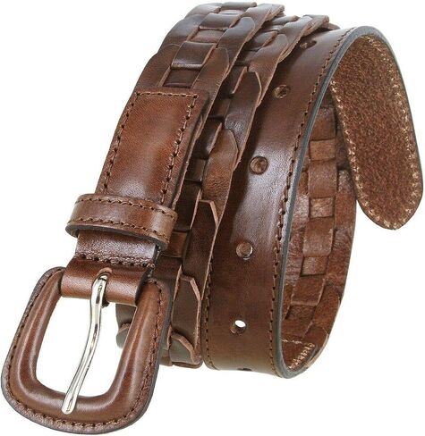 BS251813 - Beltscom Women's Belts Dress Belt Genuine Leather Hand Laced Braided Belt 1" Wide in Kuwait