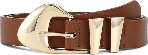 Women's Belts for Jeans Dress Pants Faux Leather Waist Belts for Ladies with Gold/Silver Buckle in Saudi Arabia