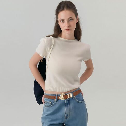 Women's Belts for Jeans Dress Pants Faux Leather Waist Belts for Ladies with Gold/Silver Buckle in Saudi Arabia