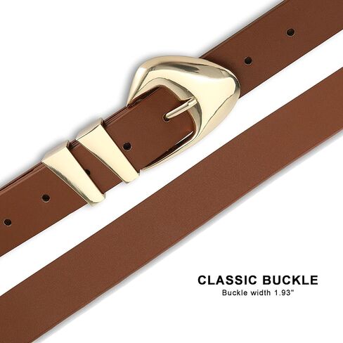 Women's Belts for Jeans Dress Pants Faux Leather Waist Belts for Ladies with Gold/Silver Buckle in Saudi Arabia