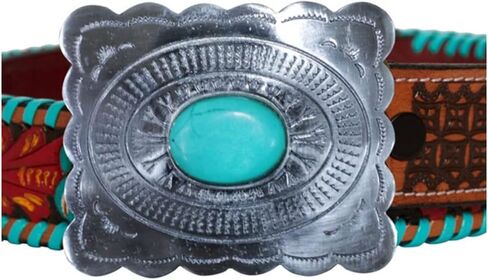 Myra Bag Women's Tropical Forest Hand-Tooled Leather Belt Brown Large in Kuwait