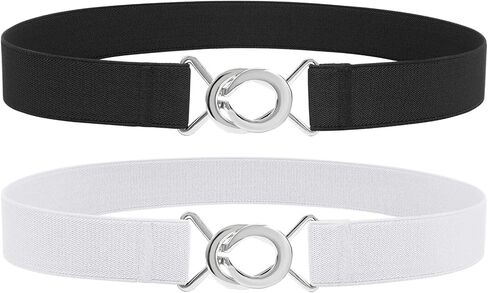 WERFORU 2 Pack Women Skinny Elastic Waist Belt Stretchy Thin Belt for Dress Jeans in Kuwait