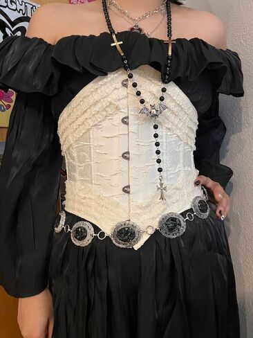Black Western Concho Belt Silver Waist Chain Women Cowgirl Boho Diamond Gems Country Metal Belts For Dresses Jeans in Saudi Arabia
