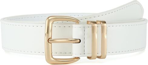 Women Faux Leather Belt for Jeans Dress Pants Fashion Ladies Waist Belts with Gold Buckle in Saudi Arabia