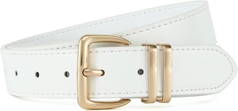 Women Faux Leather Belt for Jeans Dress Pants Fashion Ladies Waist Belts with Gold Buckle in Saudi Arabia