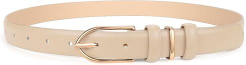 SUOSDEY Women Skinny Leather Belt for Jeans Dresses with Polished Pin Buckle, Thin Ladies Leather Waist Belt, Width 0.9" in Kuwait