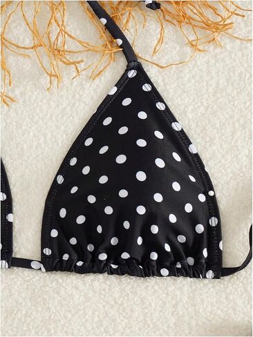 Milumia Women's 2 Piece Polka Dots Swimsuit Halter Triangle Bikini Sets Cheeky Bathing Suits in Kuwait