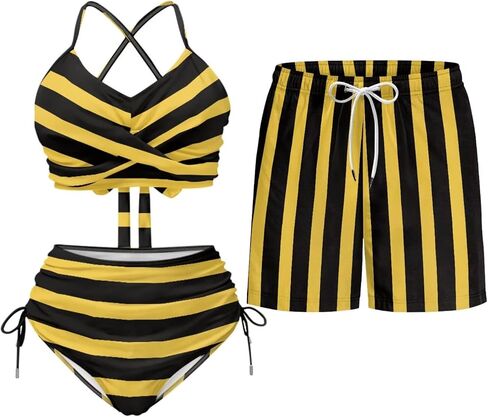 TOADDITDO Couples Matching Swimsuits Bikini Sets for Women Two Piece or Men Board Shorts with Pocket for Summer Vacation in Saudi Arabia
