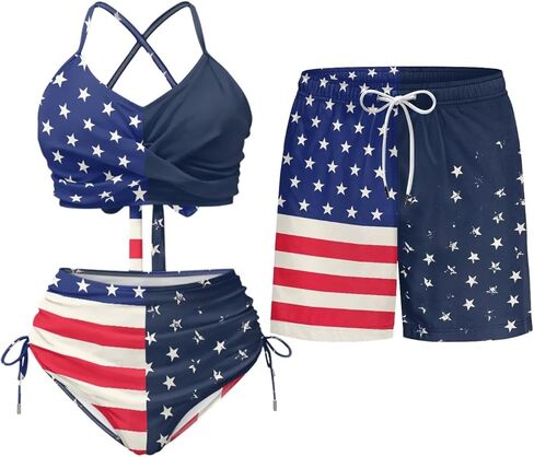 TOADDITDO Couples Matching Swimsuits Bikini Sets for Women Two Piece or Men Board Shorts with Pocket for Summer Vacation in Saudi Arabia