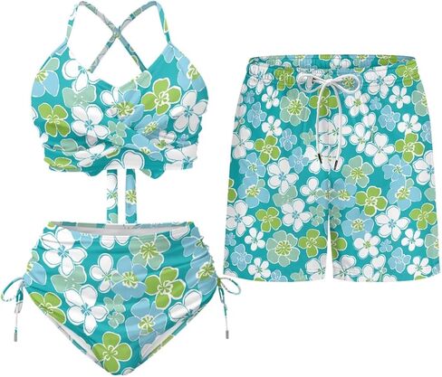 TOADDITDO Couples Matching Swimsuits Bikini Sets for Women Two Piece or Men Board Shorts with Pocket for Summer Vacation in Saudi Arabia