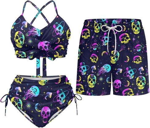 TOADDITDO Couples Matching Swimsuits Bikini Sets for Women Two Piece or Men Board Shorts with Pocket for Summer Vacation in Saudi Arabia
