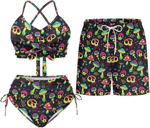 TOADDITDO Couples Matching Swimsuits Bikini Sets for Women Two Piece or Men Board Shorts with Pocket for Summer Vacation in Saudi Arabia
