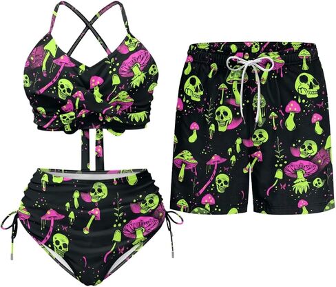TOADDITDO Couples Matching Swimsuits Bikini Sets for Women Two Piece or Men Board Shorts with Pocket for Summer Vacation in Saudi Arabia