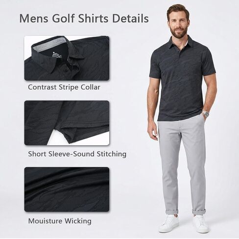Mens Golf Shirts Short Sleeve Polo Shirt Dry Fit Performance Moisture Wicking Casual Quick Dry Golf Shirt for Men in Kuwait