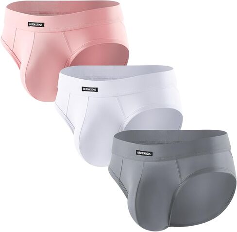 Arjen Kroos Men's Ice Silk Mesh Briefs 3 Pack Breathable Cooling Underwear with 3D Contour Pouch for All-Day Comfort in Kuwait