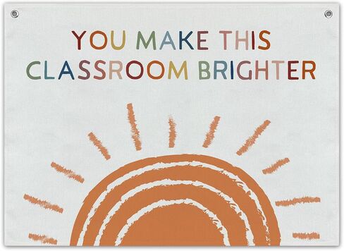 Boho Classroom Wall Decor, You Make This Classroom Brighter Canvas Banner, 20x30 inches Sunshine Wall Hanging Flag Linen Tapestry Decorations for Nursery Playroom -023 in Saudi Arabia
