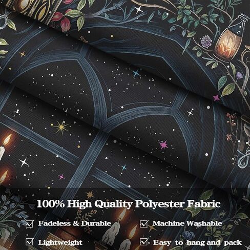 Fungarth Witchy Library Bookshelf Tapestry Wall Hanging Magic Potions Skulls Pumpkins Wall Tapestry Aesthetic Dark Academia Black Window Tapestries for Bedroom Living Room Dorm Decor 80 x 60 Inch in Saudi Arabia