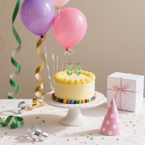 50 Birthday Candle, 50th Cake Candles, Number 50 Birthday Candles for Cake Topper Decoration, Green in Kuwait