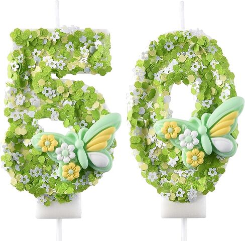 50 Birthday Candle, 50th Cake Candles, Number 50 Birthday Candles for Cake Topper Decoration, Green in Kuwait