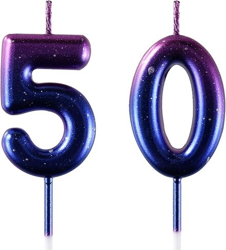 50 Birthday Candle, 50th Cake Candles, Number 50 Birthday Candles for Cake Topper Decoration, Green in Kuwait
