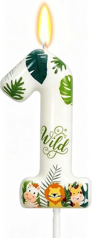Wild Animal Number 1 Candle: Wild One Cake Topper, First Birthday Decorations for Boys Girls, Wild One Birthday Decorations Party Supplies Safari in Saudi Arabia