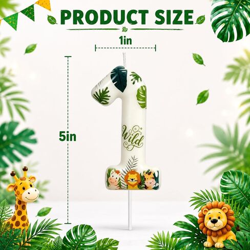 Wild Animal Number 1 Candle: Wild One Cake Topper, First Birthday Decorations for Boys Girls, Wild One Birthday Decorations Party Supplies Safari in Saudi Arabia