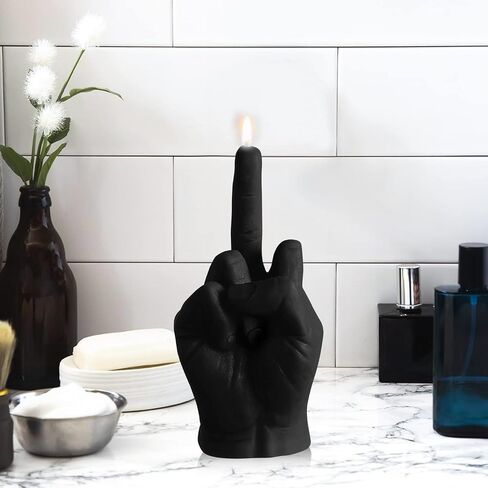 6sisc Middle Finger Scented Candle Black Large Size Danish Pastel Room Decor Pine Aromatherapy Candle Natural Vegan Soy Wax Hand Gesture Fragrance Candles for Home Bedroom Decoration 7.1" x 3.7" in Saudi Arabia