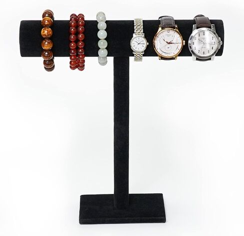 G Ganen T-Bar Necklace Holder Jewelry Display Stand; Black Velvet Holder Organizer for Necklace, Chains, Bracelets, Watches, Headphones; 12" High*11"Cross in Kuwait