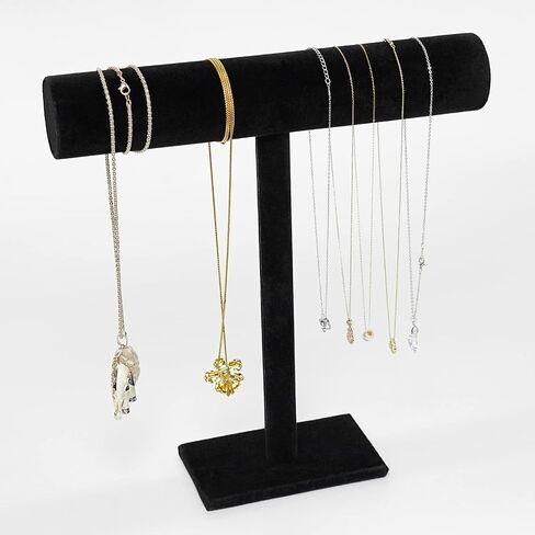 G Ganen T-Bar Necklace Holder Jewelry Display Stand; Black Velvet Holder Organizer for Necklace, Chains, Bracelets, Watches, Headphones; 12" High*11"Cross in Kuwait