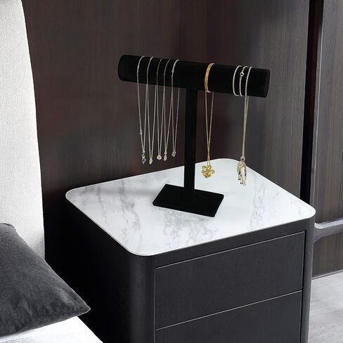 G Ganen T-Bar Necklace Holder Jewelry Display Stand; Black Velvet Holder Organizer for Necklace, Chains, Bracelets, Watches, Headphones; 12" High*11"Cross in Kuwait