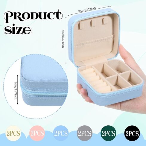 12 PCS Mini Travel Jewelry Case Bulk, Jewelry Box Travel Small | PU Leather Portable Bridesmaid Proposal Boxes for Storing Earrings, Rings, Necklaces and Wedding Bridesmaid Gift Boxes- in Kuwait