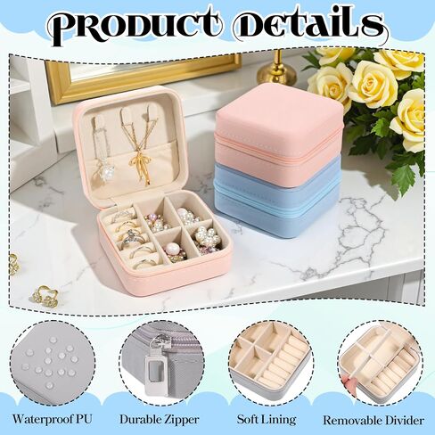 12 PCS Mini Travel Jewelry Case Bulk, Jewelry Box Travel Small | PU Leather Portable Bridesmaid Proposal Boxes for Storing Earrings, Rings, Necklaces and Wedding Bridesmaid Gift Boxes- in Kuwait