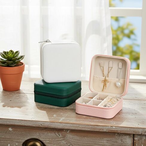 12 PCS Mini Travel Jewelry Case Bulk, Jewelry Box Travel Small | PU Leather Portable Bridesmaid Proposal Boxes for Storing Earrings, Rings, Necklaces and Wedding Bridesmaid Gift Boxes- in Kuwait