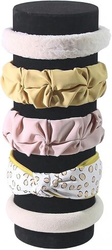 Headband Holder Organizer Tower, Soft Velvet Hairband Stand Display, Hair Hoop Accessories Storage for Home Bedroom or Store Shop Selling (Beige, T-Bar) in Saudi Arabia