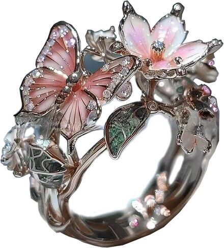 Colorful Drip Oil Butterfly Shaped Rings, Trendy Boho Alloy Materials Tarnish for Everyday Fashion and Elegant Symbolism Fash Adjustable Summer Beach Finger Open Ring for Women in Saudi Arabia