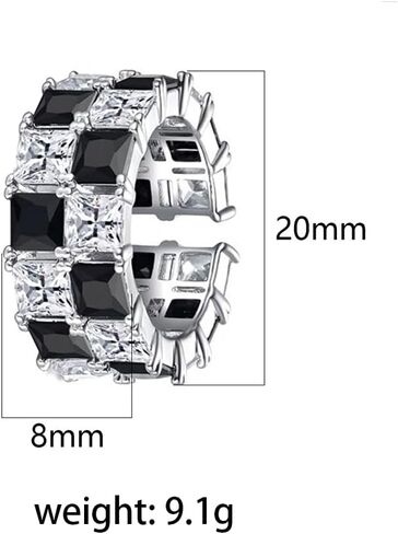 Checkered Ring for Women, Black Clear Rhinestone Checkerboard Adjustable Wide Band Open Rings Unique Statement Jewelry Gift in Saudi Arabia