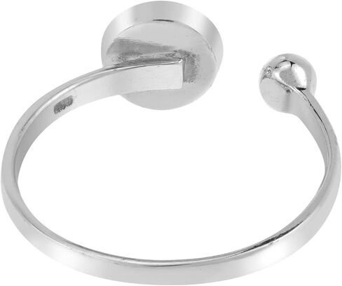 AeraVida Unique Circle Shaped White Mother of Pearl Open-Ended .925 Sterling Silver Ring | Classic Sterling Silver Adjustable Rings | Open-Ended Sterling Band Ring for Women | Silver Band Rings for Women | Sterling Silver Rings Sizes (7-9) in Kuwait