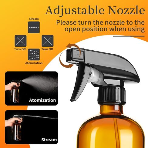 Vitreaux 6 Pack 8oz Amber Glass Spray Bottles,Glass Spray Bottles Refillable Empty Containers with Adjustable Nozzle,Spray Bottle for Essential Oils,Cleaning Solutions,Hair Mister,Pets in Saudi Arabia