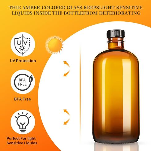 Vitreaux 6 Pack 8oz Amber Glass Spray Bottles,Glass Spray Bottles Refillable Empty Containers with Adjustable Nozzle,Spray Bottle for Essential Oils,Cleaning Solutions,Hair Mister,Pets in Saudi Arabia