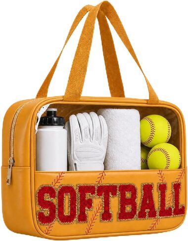 Gymnastics Makeup Bag for Girls, Clear Chenille Letter Cosmetic Pouch with Zipper, Portable Travel Toiletry Bag, Gymnastics Gift in Saudi Arabia