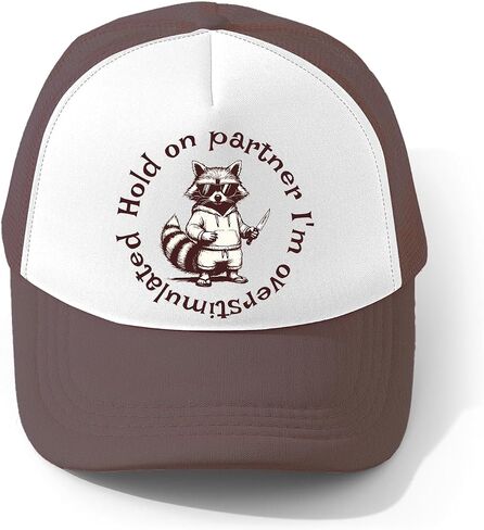 Hold on Partner I'm overstimulated hat Outdoor Cap for Grandpa FUUNY Truck Driver hat in Kuwait