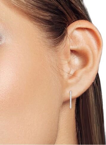 0.75 Carat Lab Grown Diamond Inside-Outside Hoop Earrings in 925 Sterling Silver with 14K White Gold Plating, G–H Color VS–SI Clarity, Thin Round Cut Diamond Hoops for Women in Kuwait