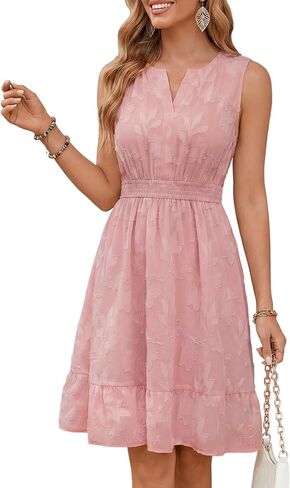 FENSACE Women's Summer Elegant Sleeveless V Neck A Line Knee Length Baby Shower Dress with Pockets in Saudi Arabia
