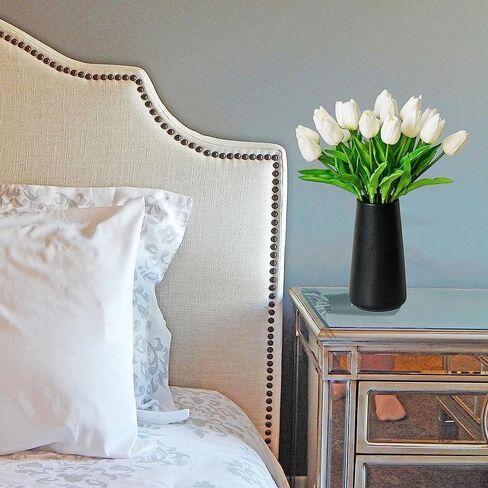 20Pcs Fake Tulips Artificial Flowers Real Touch 13.5" PU Faux Flowers Tulip Stems for Wedding Spring Bouquet Floral Arrangement Home Party Office Decorations for Mother's Day (White) in Saudi Arabia