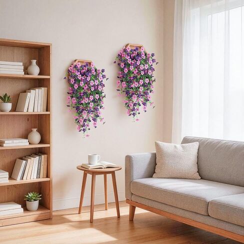 Artificial Hanging Flowers for Outdoors, 6PCS Faux Silk Artificial Flowers for Outdoors, UV Resistant Fake Flowers, No Fade Trailing Greenery, Decor for Home Porch Patio Balcony Garden Yard in Kuwait