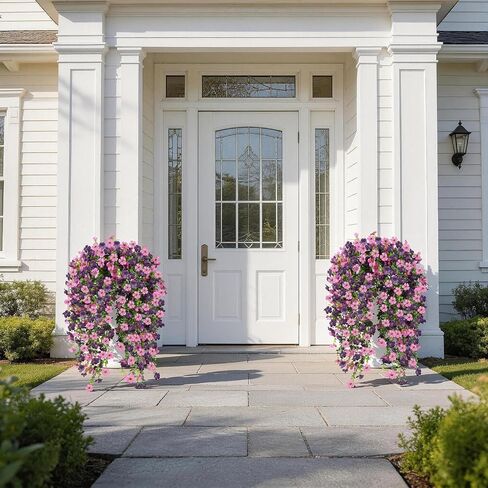 Artificial Hanging Flowers for Outdoors, 6PCS Faux Silk Artificial Flowers for Outdoors, UV Resistant Fake Flowers, No Fade Trailing Greenery, Decor for Home Porch Patio Balcony Garden Yard in Kuwait